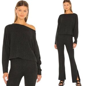 Le Ore Lodi Ribbed Knit Pullover Sweater in Dark Shadow